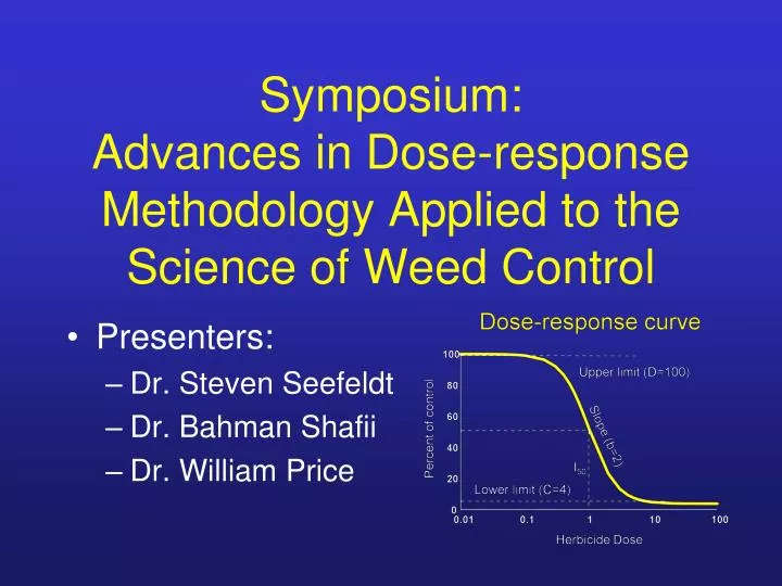 symposium advances in dose response methodology applied to the science of weed control