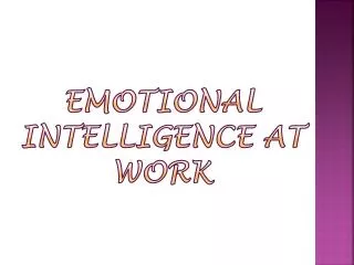 Emotional Intelligence at work