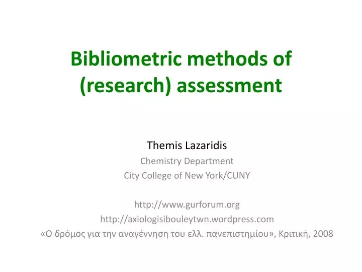 bibliometric methods of research assessment