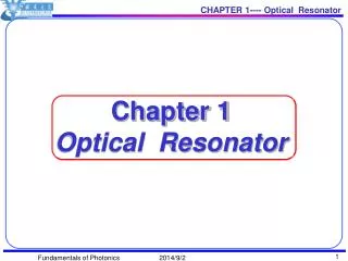 Chapter 1 Optical Resonator