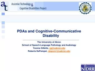PDAs and Cognitive-Communicative Disability ________________________________________________