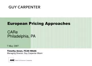 European Pricing Approaches CARe Philadelphia, PA