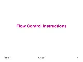 Flow Control Instructions