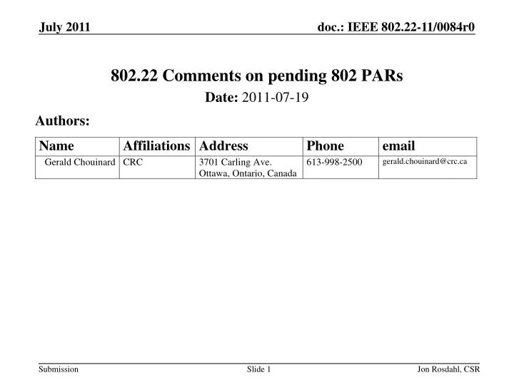 802 22 comments on pending 802 pars