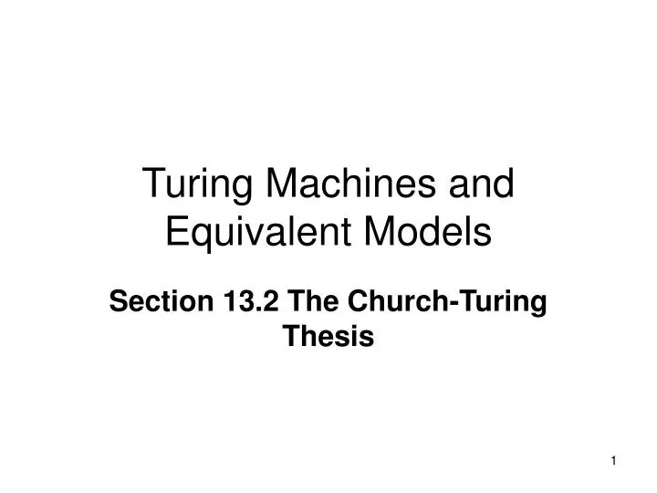 turing machines and equivalent models