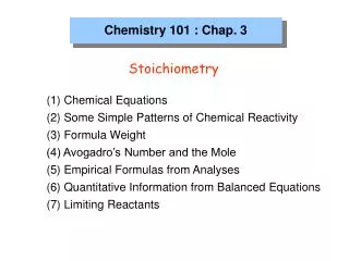 Chemistry 101 : Chap. 3