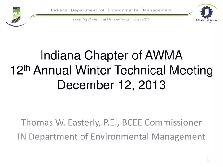 indiana chapter of awma 12 th annual winter technical meeting december 12 2013