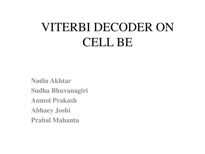 viterbi decoder on cell be