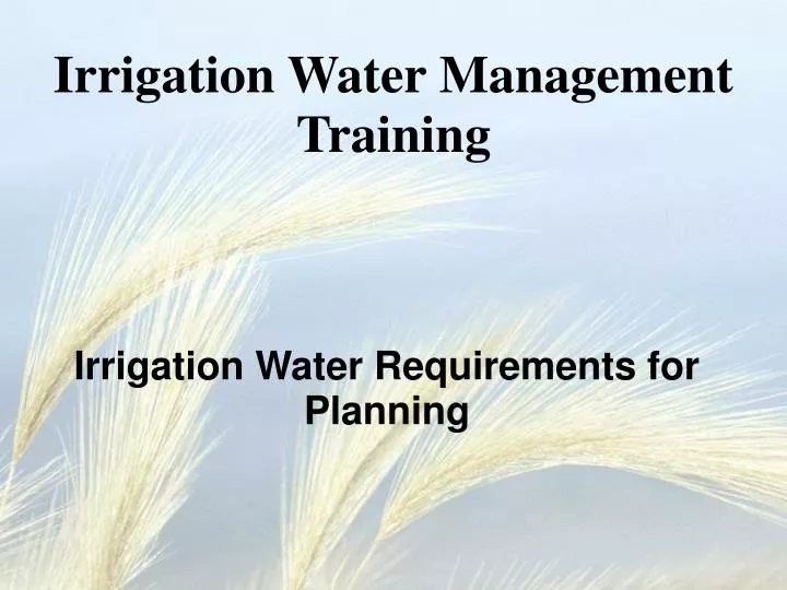 irrigation water requirements for planning
