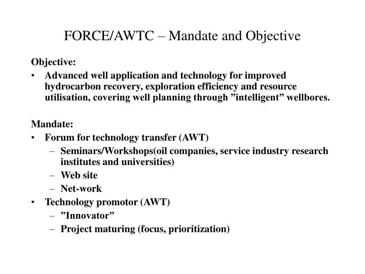 force awtc mandate and objective