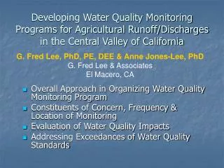 Overall Approach in Organizing Water Quality Monitoring Program