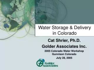 Water Storage &amp; Delivery in Colorado