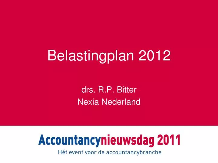 belastingplan 2012