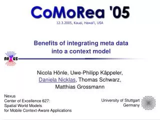 Benefits of integrating meta data into a context model