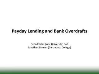 Payday Lending and Bank Overdrafts