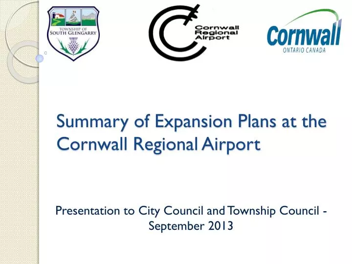 summary of expansion plans at the cornwall regional airport