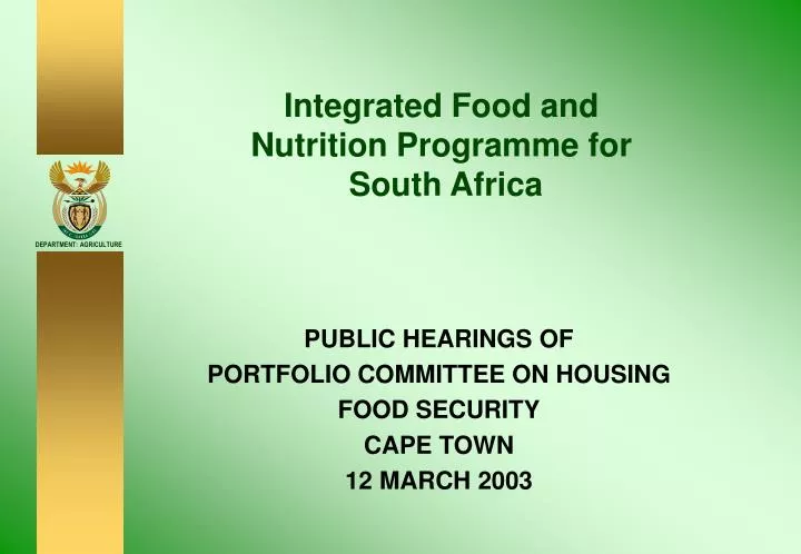integrated food and nutrition programme for south africa