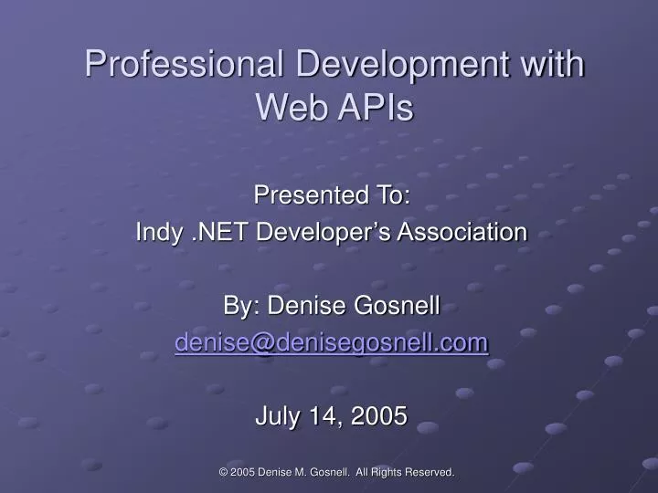 professional development with web apis