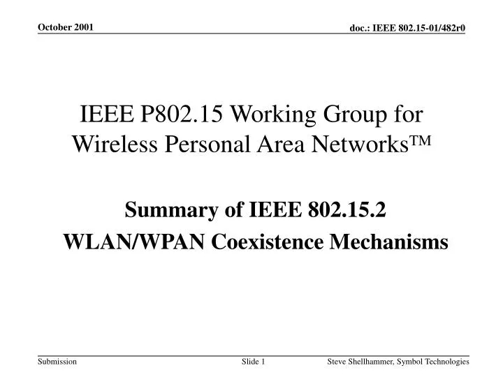 ieee p802 15 working group for wireless personal area networks tm