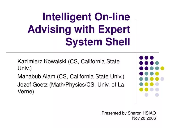 intelligent on line advising with expert system shell