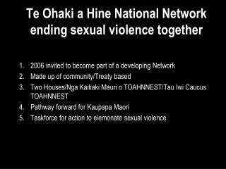 Te Ohaki a Hine National Network ending sexual violence together