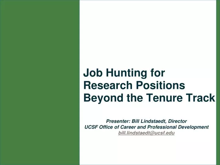 job hunting for research positions beyond the tenure track