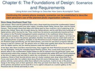 Chapter 6: The Foundations of Design: Scenarios and Requirements