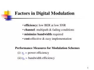 Factors in Digital Modulation