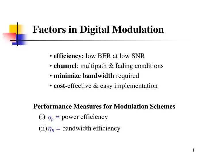 factors in digital modulation