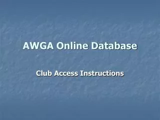 AWGA Online Database
