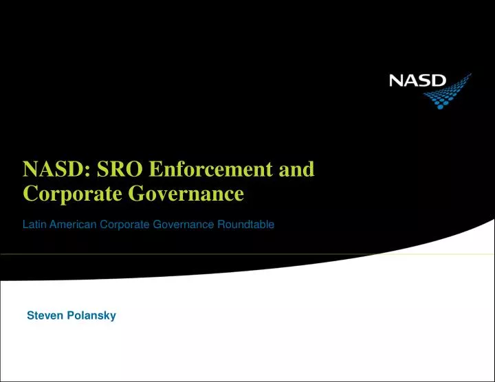 nasd sro enforcement and corporate governance