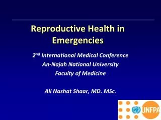 Reproductive Health in Emergencies