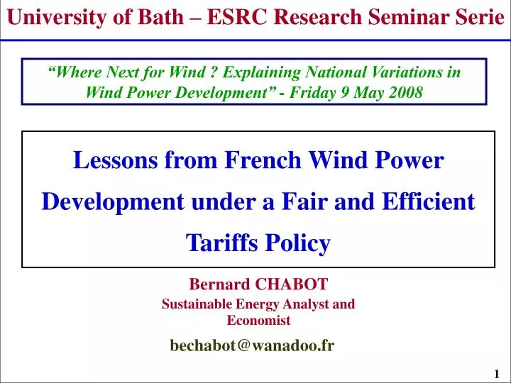 lessons from french wind power development under a fair and efficient tariffs policy