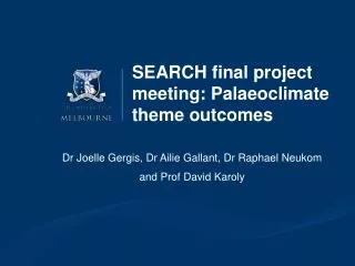 SEARCH final project meeting: Palaeoclimate theme outcomes