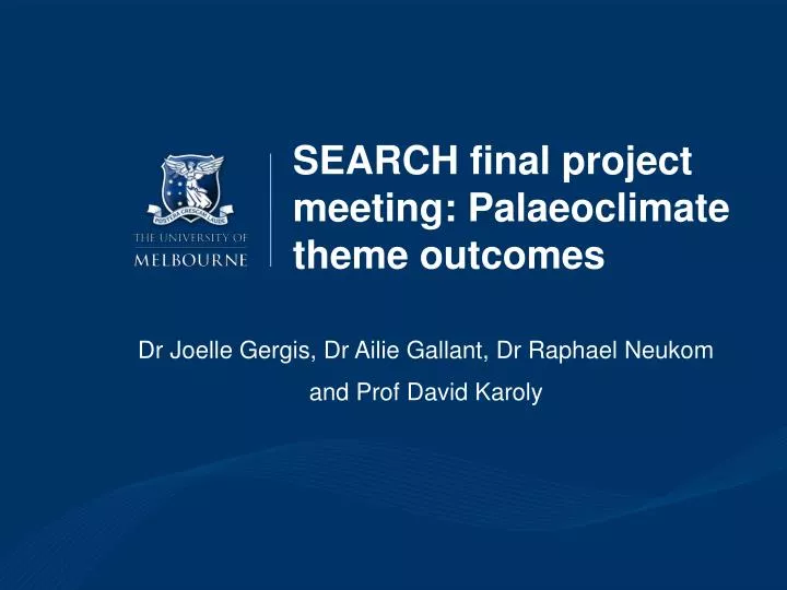 search final project meeting palaeoclimate theme outcomes