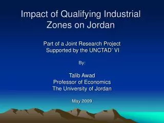 Impact of Qualifying Industrial Zones on Jordan