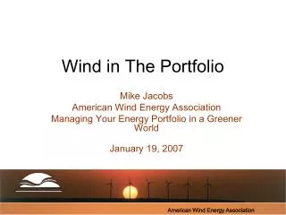 Wind in The Portfolio