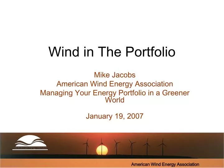 wind in the portfolio