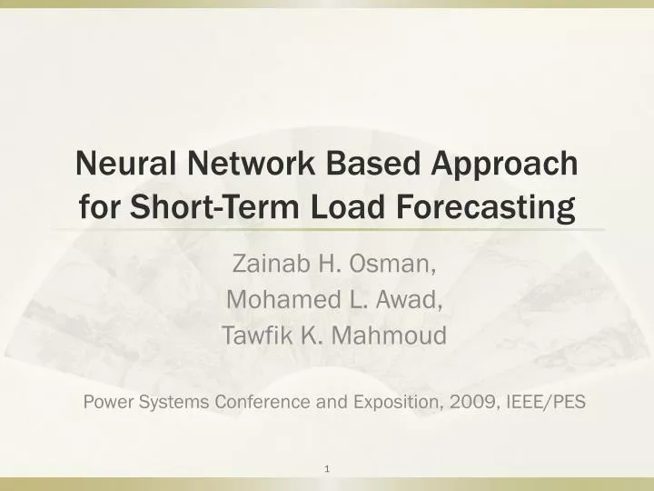 neural network based approach for short term load forecasting
