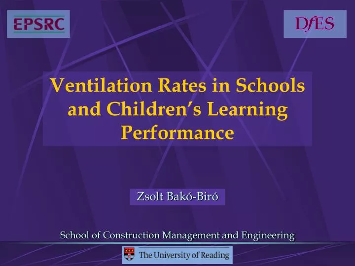 ventilation rates in schools and children s learning performance