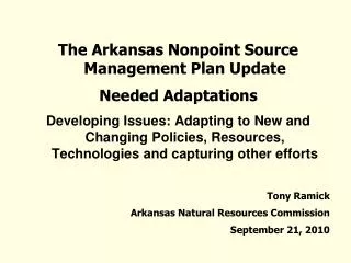 The Arkansas Nonpoint Source Management Plan Update Needed Adaptations