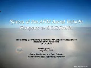 Status of the ARM Aerial Vehicle Program at DOE/PNNL