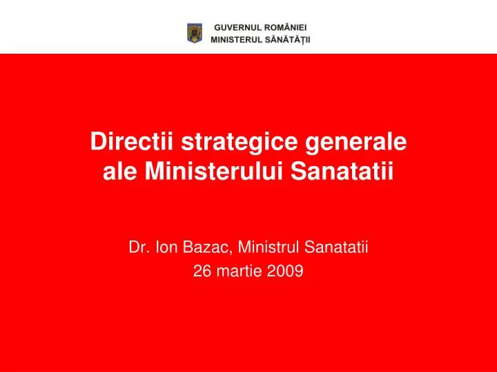 directii strategice generale ale ministerului sanatatii