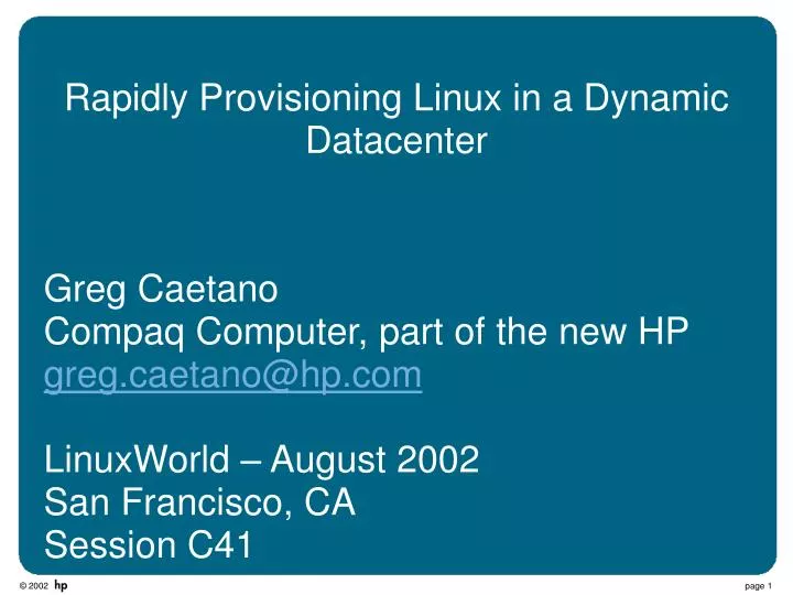 rapidly provisioning linux in a dynamic datacenter