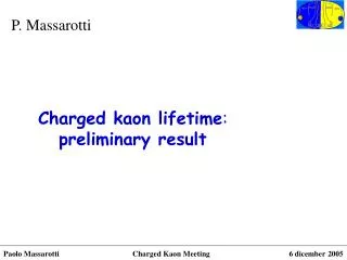 Charged kaon lifetime : preliminary result