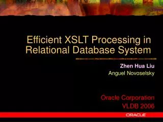 Efficient XSLT Processing in Relational Database System