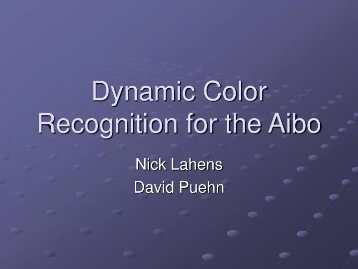 dynamic color recognition for the aibo