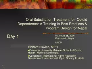 Richard Elovich, MPH Columbia University Mailman School of Public Health Medical Sociologist