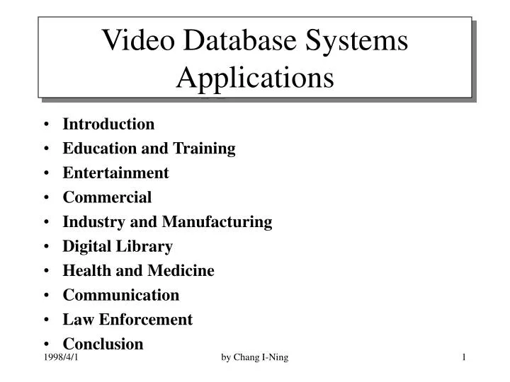 video database systems applications