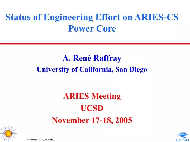 status of engineering effort on aries cs power core